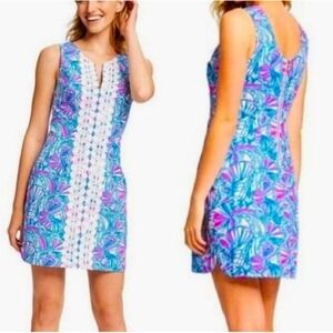 Lilly Pulitzer Target Anniversary Collection Shift Dress Blue Pink Lace Trim 8